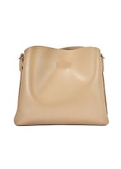 Beige women's shopper bag TOREC-0862B-81(Z25), product view from the back on a white background.