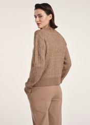Women's sweater in brown color SWEDT-0237-84(Z25), product view from the back on the model. Half of the silhouette visible.