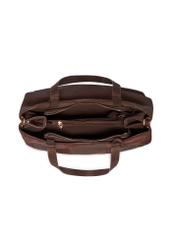 Brown women's shopper bag TOREC-1318-1H(Z26) – top view of the product on a white background.