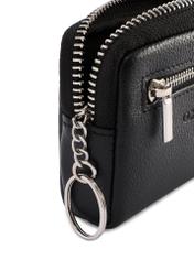 Black men's leather wallet PORMS-0689-9I(W26), close-up of product detail on white background.