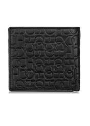 Men's black leather wallet with monogram PORMS-0603-98(Z23)-03