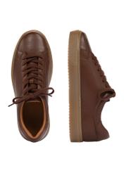 Brown leather sports shoes BUTYM-0503-87(W25), product view from above on white background.