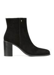 Black suede women's ankle boots BUTYD-1213-98(Z25), product view from the side on a white background.