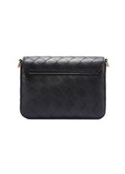 Black woven women's handbag TOREC-0767-9P(W26) - product view from the back, on a white background.