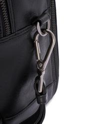 Black large leather men's bag TORMS-0489-99(W26) - close-up detail, on white background.