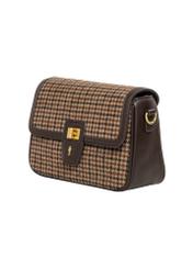 Small brown checkered bag TOREC-1328-1P(Z26), diagonal product view on a white background.
