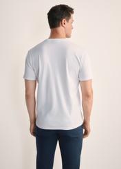 Men's white mercerized cotton T-shirt TSHMT-0135-11(Z25), back view of the product on the model. Half of the silhouette visible.