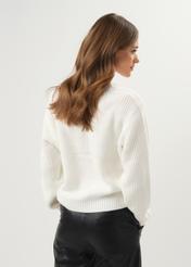 Cream V-neck sweater for women SWEDT-0162-12(Z23)-03