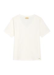 Cream women's basic T-shirt TSHDT-0120-0B(W26), front product view on white background.