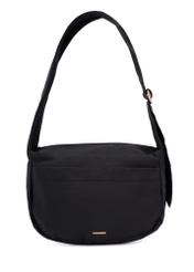 Black nylon women's handbag TOREN-0338-99(W26), front product view on white background.