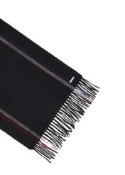 Men's woolen black scarf SZAMT-0090-9J(Z26), close-up of the product detail on a white background.