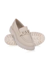 Beige leather women's moccasins BUTYD-1107-80(Z24)-05