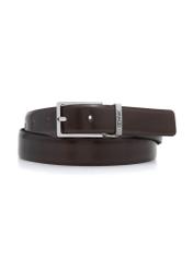 Brown men's leather belt PASMS-0263-1I(W26), front product view on white background.