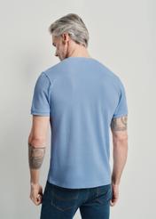 Blue men's basic T-shirt with logo TSHMT-0100-61(W24)-02