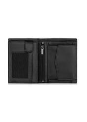 Men's black leather wallet with monogram PORMS-0600-98(Z23)-03