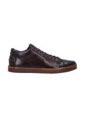 Dark brown men's leather sneakers BUTYM-0405C-1I(Z26), side product view on white background.