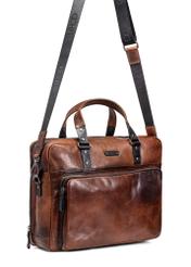 Brown leather men's bag TORMS-0100-1H(W26), diagonal product view on white background.