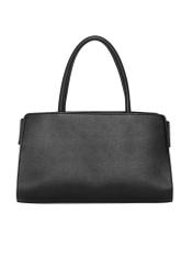 Elegant black women's handbag with decorative clasps TOREC-1374-9I(Z26), product view from the back on a white background.