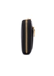 Black leather women's wallet PORES-0997-99(Z26), side view of the product on a light background.