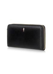 Large black leather women's wallet PORES-0813A-99(Z25) - diagonal product view on a white background.