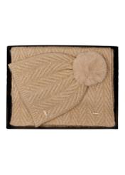 Beige hat and scarf set ZESTD-0014-1A(Z26), front view of the product on a white background.