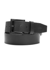 Black men's leather belt PASMS-0270-99(Z25), product view from the front on a white background.