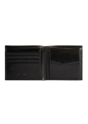 Black men's leather wallet PORMS-0675-99(W26), product view inside on white background.