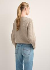 Women's sweater in cool beige SWEDT-0162-1J(Z26), back view of the product on the model. Half of the silhouette visible.