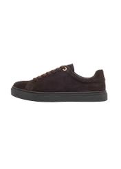 Dark brown suede women's sneakers BUTYD-1068-1I(Z26), side product view on white background.