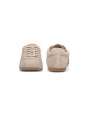 Beige suede women's shoes BUTYD-1261-1A(W26), front and back product view on white background.