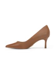 Women's camel leather pumps BUTYD-1031-1D(W26), side product view on white background.