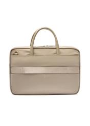 Beige women's laptop bag TOREN-0344-1A(W26), product view from the back on a white background.