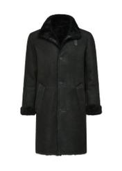 Black men's sheepskin coat KOZMS-0015-1163(Z24)-01