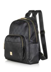 Black women's backpack with monogram TOREN-0255A-99(Z24)-02