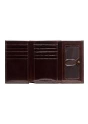 Brown leather women's wallet PL-189-1H(KS), product view inside on white background.