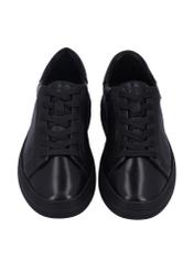 Black leather men's sports shoes BUTYM-0571-99(Z26), front product view on a light background.