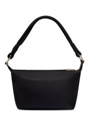 Black fabric women's handbag TOREN-0355-99(Z26), product view from the back on a white background.
