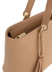 Beige padded faux leather shopper bag TOREC-0905-80(W24)-06