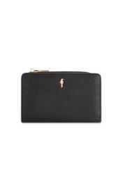 Women's leather wallet in black color PORES-0977R-9I(W26), front product view on white background.