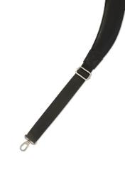 Black leather men's bag TORMS-0483-99(Z25), close-up of the product strap, view on a white background.