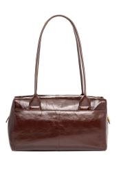 Leather burgundy women's shoulder bag TORES-1392-4E(Z26) - product view from the back, on a white background.