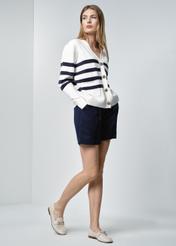 White striped cardigan for women KARDT-0040-11(W24)-03