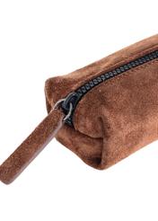 Suede brown small pencil case PORES-0855-90(W23)-05