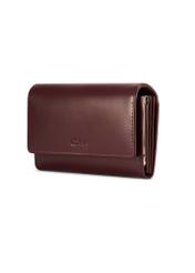 Burgundy large leather women's wallet PORES-0974-49(Z25), diagonal product view on white background.