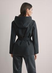 Women's reversible transitional jacket KURDT-0655-9J(W26), product view from the back on the model. Half of the silhouette visible.