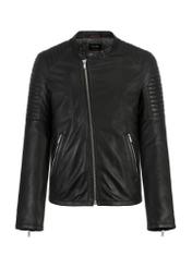 Men's leather jacket with stand-up collar KURMS-0302-1286(W23)-04