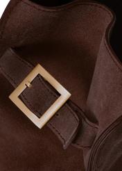 Brown suede handbag TORES-1191-89(Z25), close-up of product detail, view on white background.