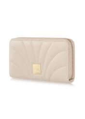 Large cream women's wallet with stitching PORES-0800B-12(W23)-03