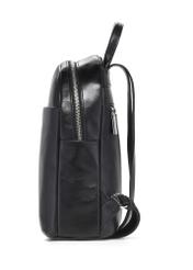 Black leather women's backpack TORES-1226-99(W26), side product view on white background.