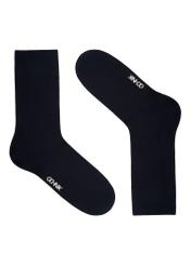 Men's long navy blue socks SKAMT-0019A-7D(Z26), side product view on white background.